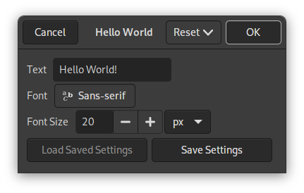 Same plug-in dialog after reorganizing widgets